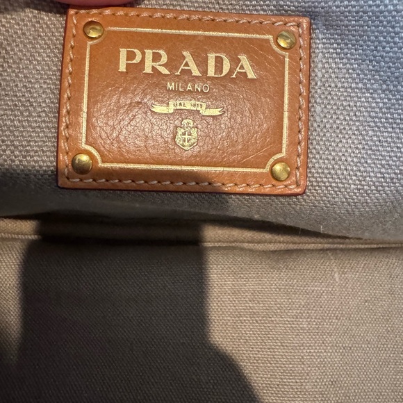 Authentic Prada Canvas Striped Tote Bag Brown Cream Large Shopper - Picture 4 of 13
